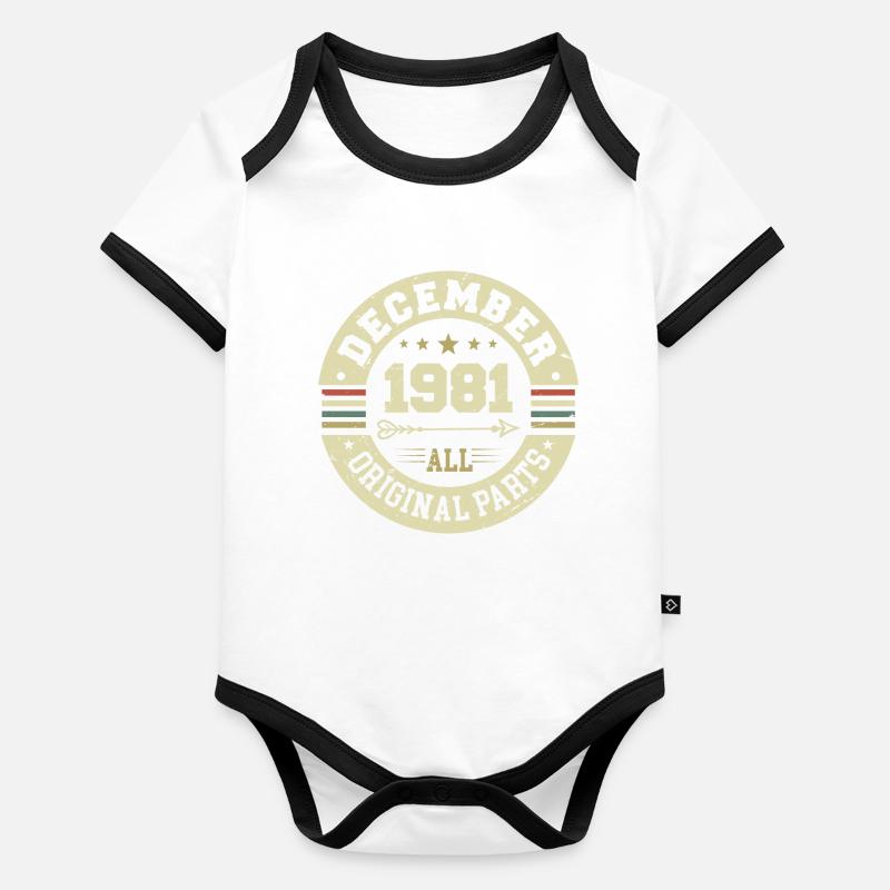 Légendes Anniversaire Décembre 1981 Naissance Cadeau Body Bébé bio contrasté manches courtes