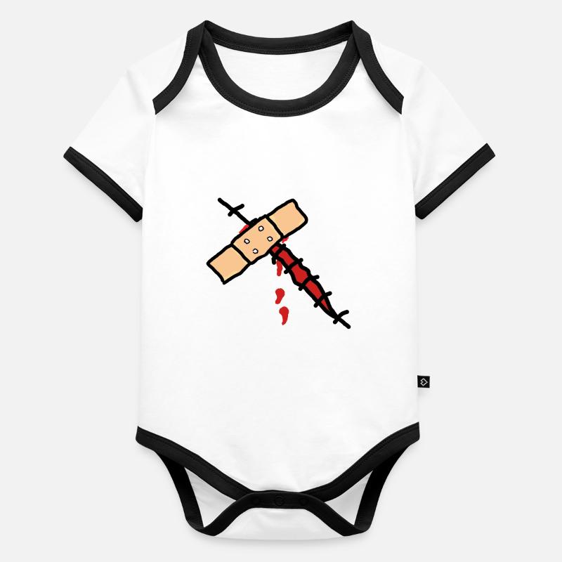 wunde mit pflaster Baby Bio-Kurzarm-Kontrastbody