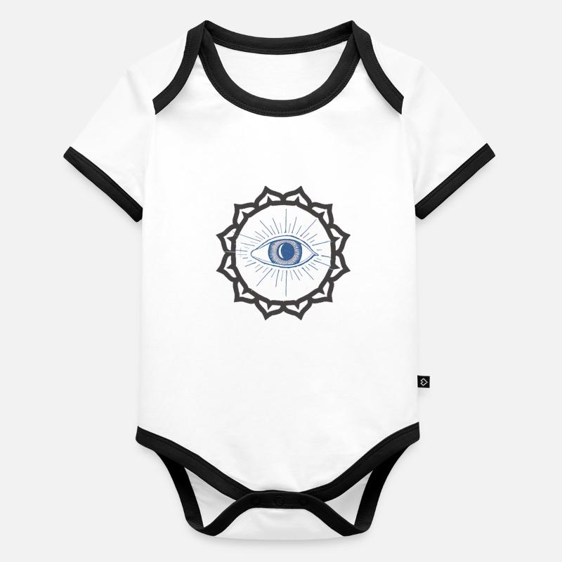 Le troisième oeil ouvert - idée cadeau Body Bébé bio contrasté manches courtes