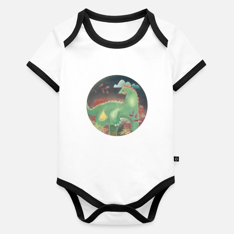 Dinosaur in the Landscape Organic Baby Contrasting Bodysuit