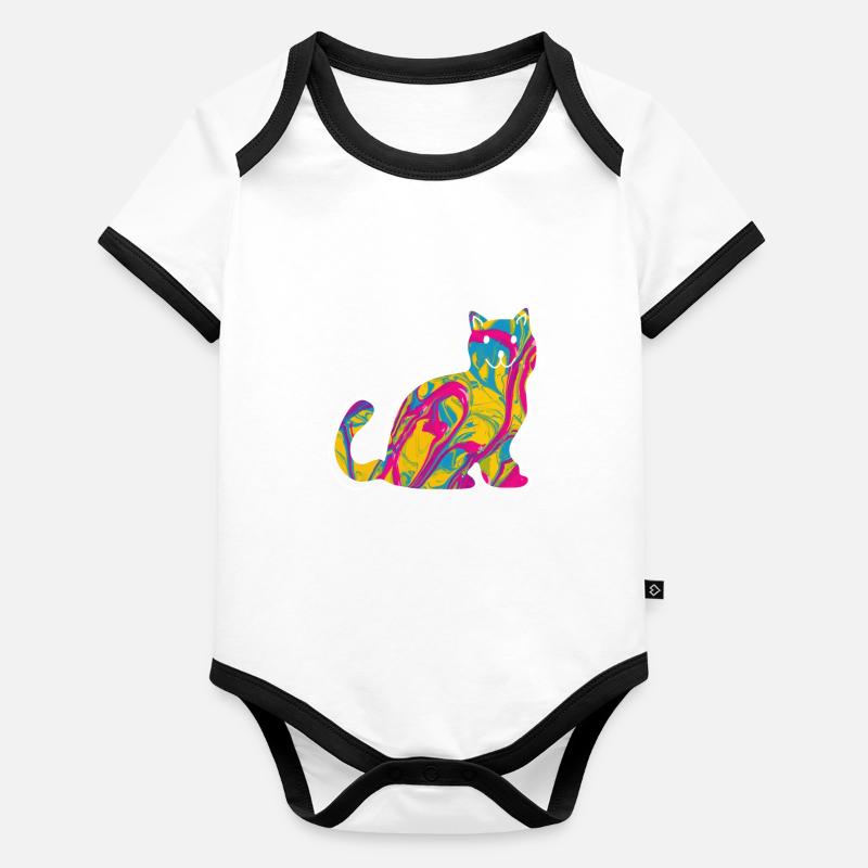 Cadeau coloré pour chat Brit Shorthair Body Bébé bio contrasté manches courtes
