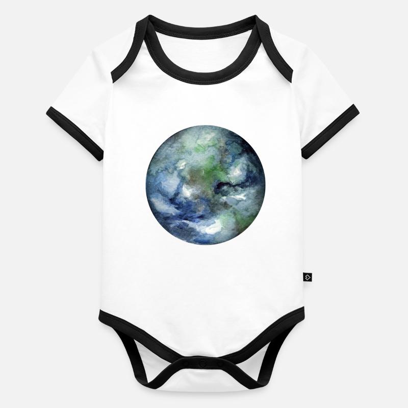 Planet Erde Baby Bio-Kurzarm-Kontrastbody