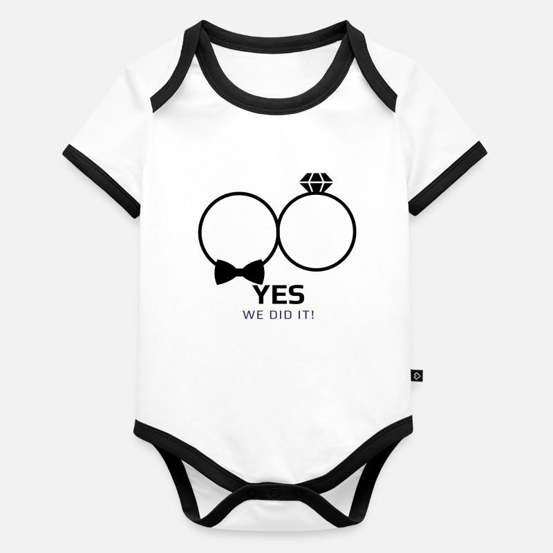 Wedding we did it Organic Baby Contrasting Bodysuit