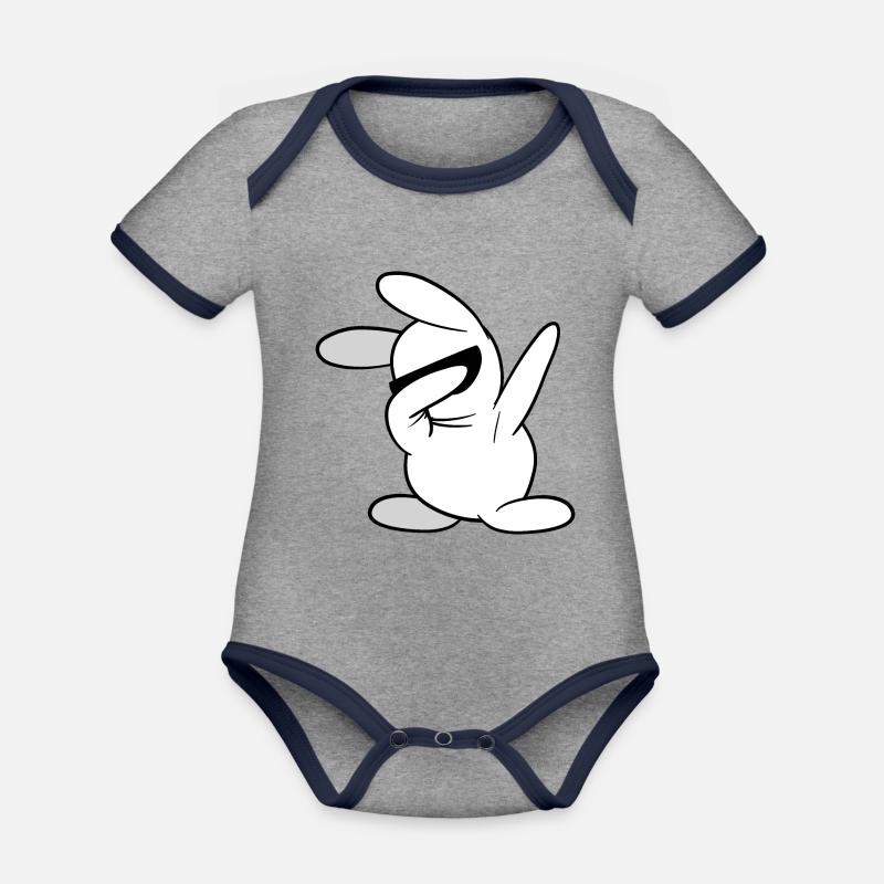 Dabbing Dab lapin lapin - Body Bébé bio contrasté manches courtes - gris chiné/bleu marine