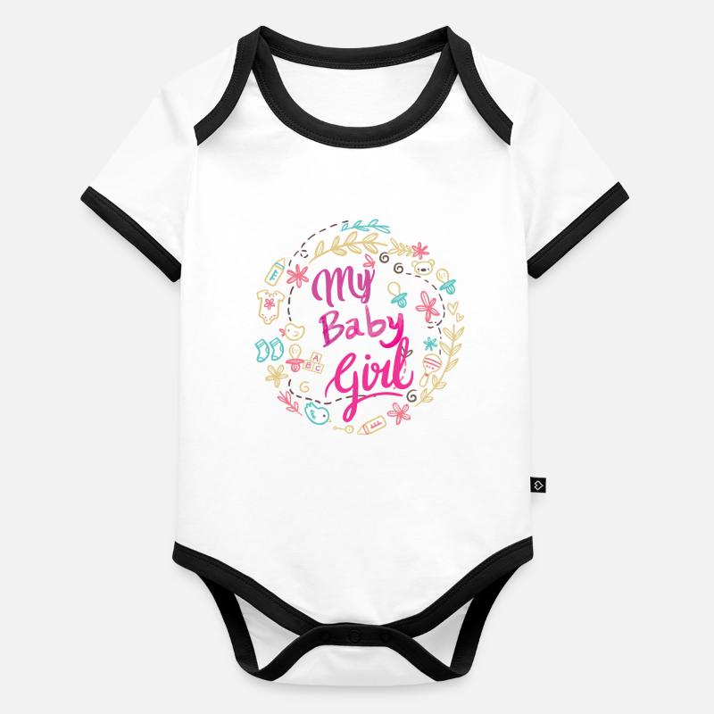 schwanger Baby Kind geboren Geburt Geschenkidee Baby Bio-Kurzarm-Kontrastbody