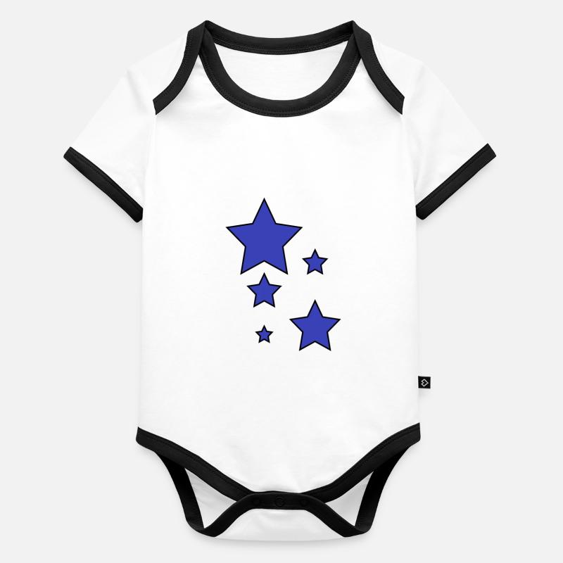 Sterne Blau Baby Bio-Kurzarm-Kontrastbody