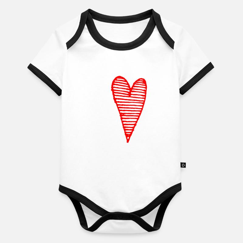 Herz rot Baby Bio-Kurzarm-Kontrastbody