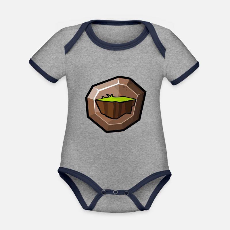 Élément: Terre - Body Bébé bio contrasté manches courtes - gris chiné/bleu marine