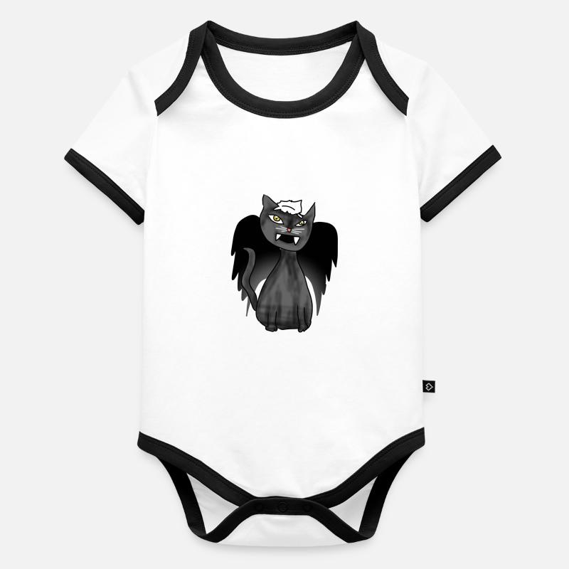 Le chat noir Body Bébé bio contrasté manches courtes