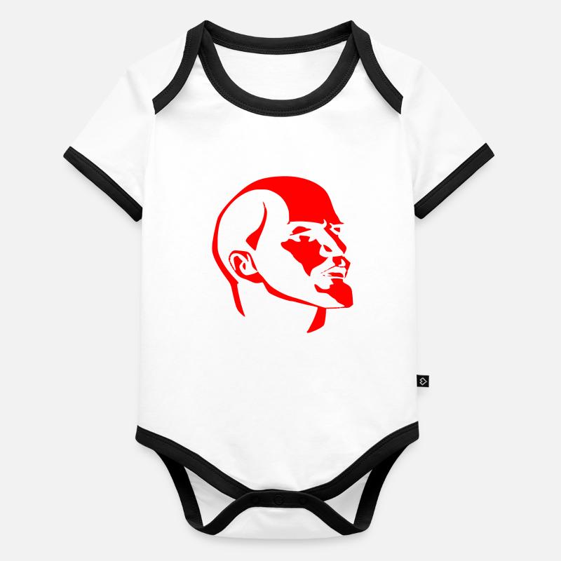 Kopf Lenin rot Baby Bio-Kurzarm-Kontrastbody