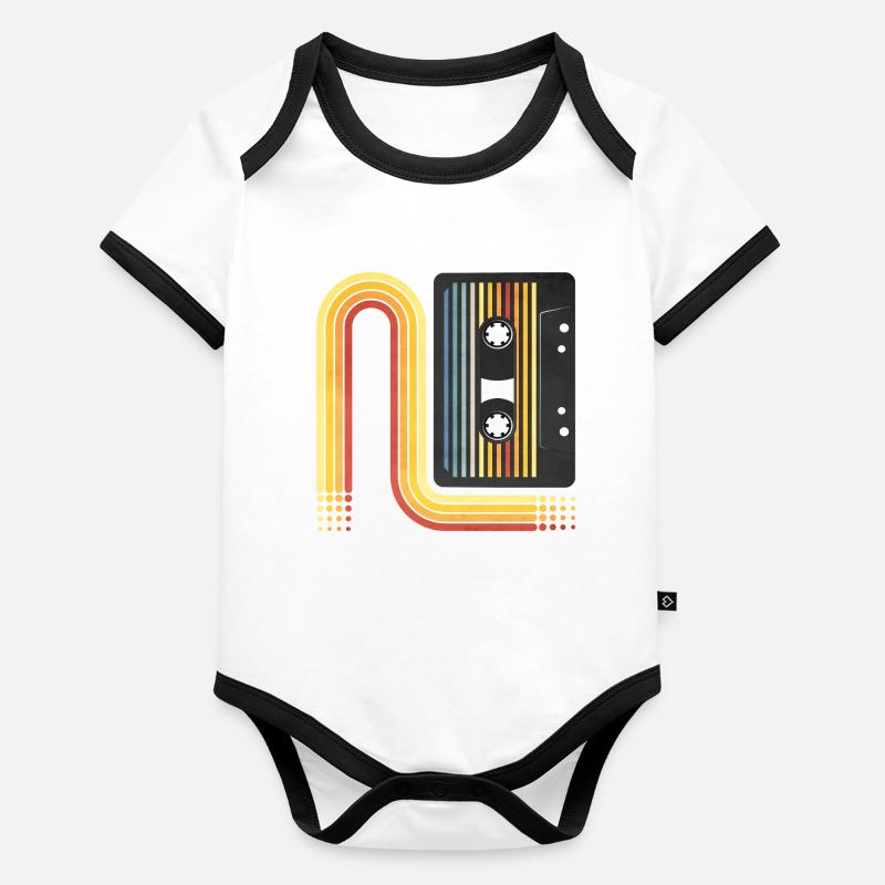 70's Kassette Baby Bio-Kurzarm-Kontrastbody