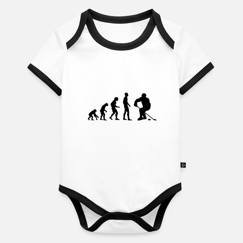Evolution hockey sur glace, icehockey, noir Body Bébé bio contrasté manches courtes