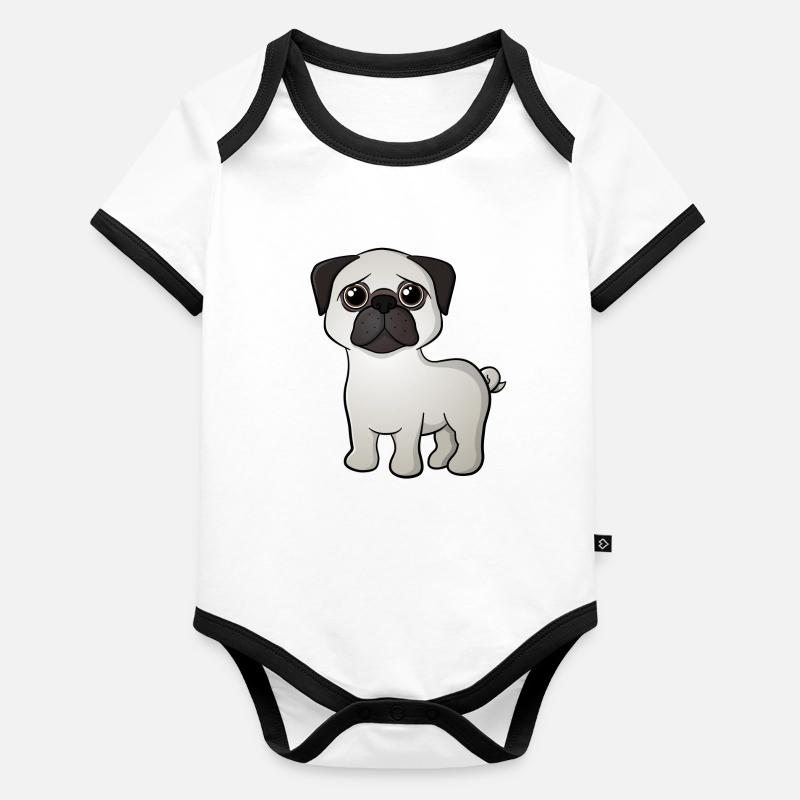 Mops Baby Bio-Kurzarm-Kontrastbody
