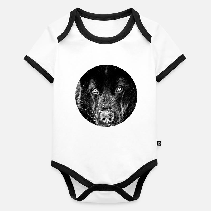 Black german shepherd Organic Baby Contrasting Bodysuit