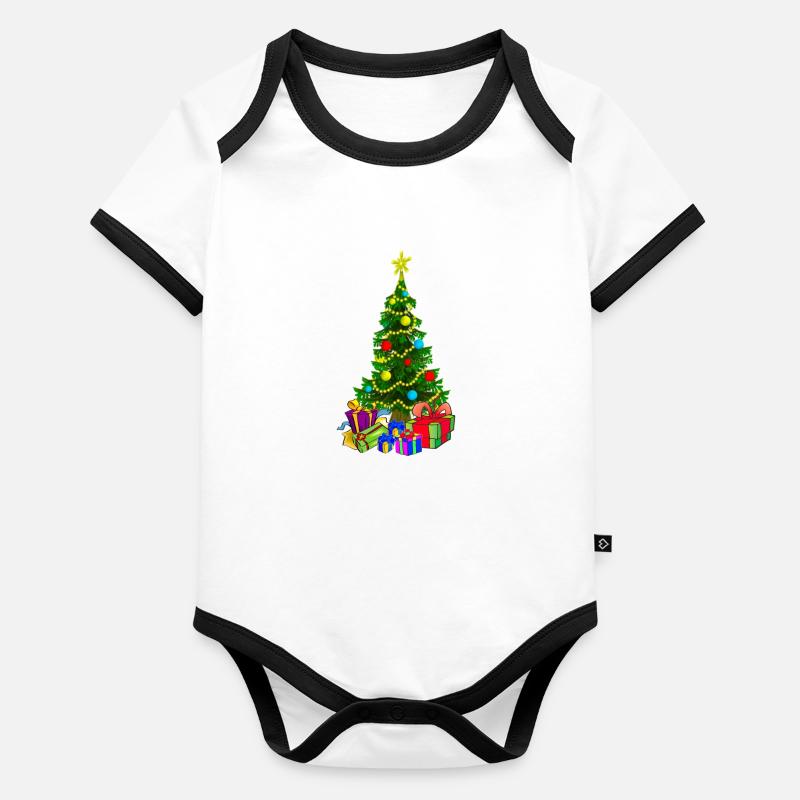 arbre de Noël Body Bébé bio contrasté manches courtes