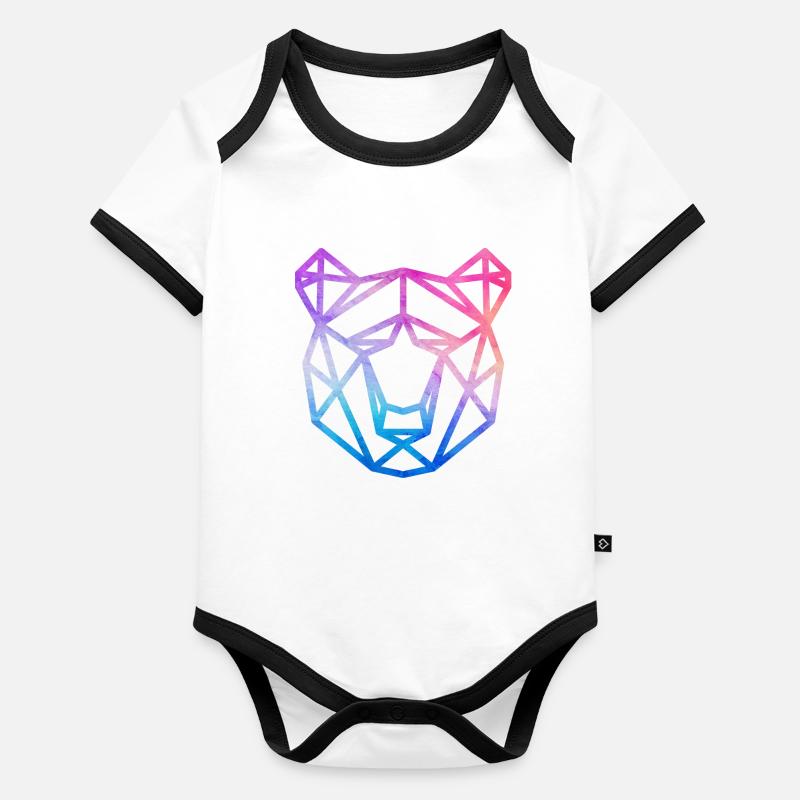 Bär geometrisch Baby Bio-Kurzarm-Kontrastbody