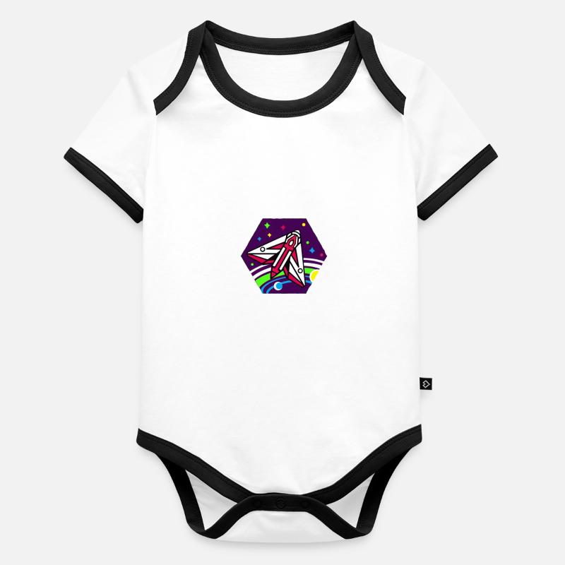 vaisseau spatial Body Bébé bio contrasté manches courtes