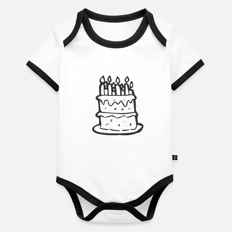Gâteau d'anniversaire Body Bébé bio contrasté manches courtes