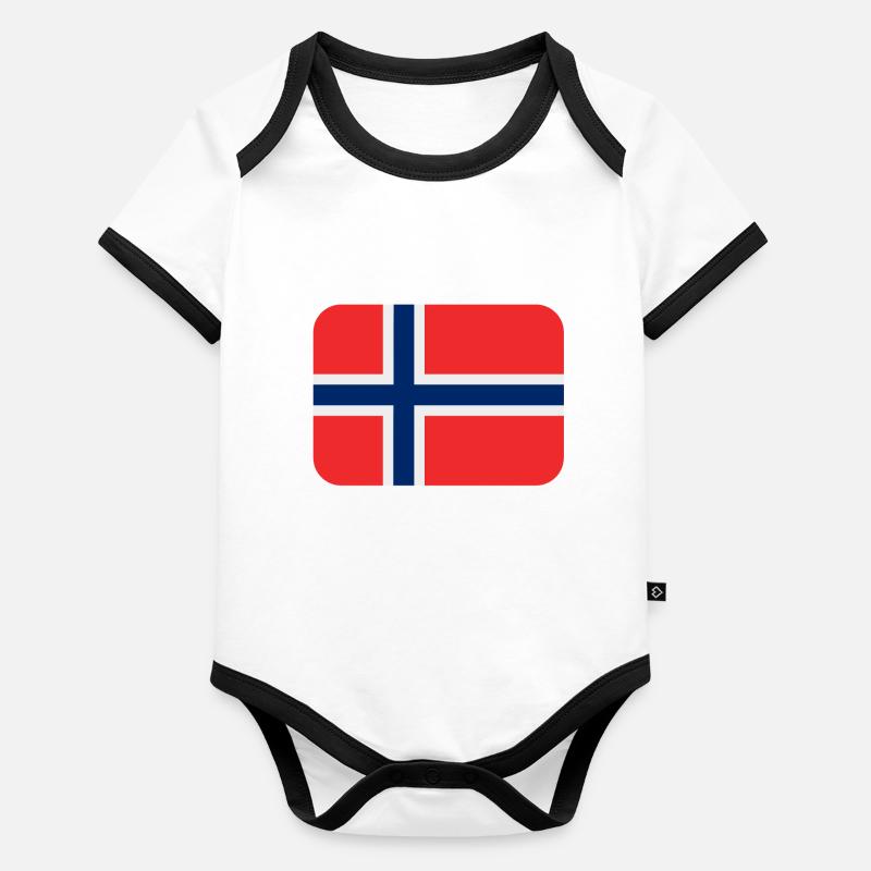 Drapeau norvégien Body Bébé bio contrasté manches courtes