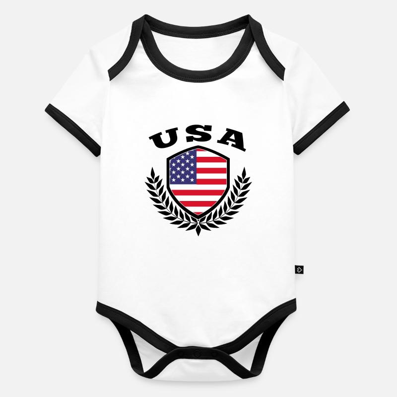 Etats-Unis drapeau cadeau Body Bébé bio contrasté manches courtes