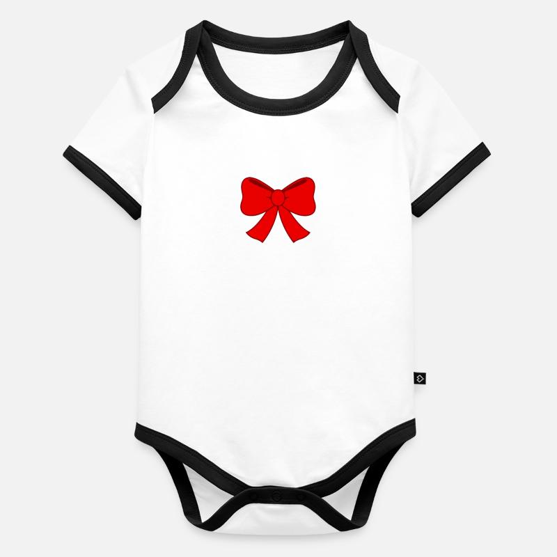red bow tie ribbon Organic Baby Contrasting Bodysuit