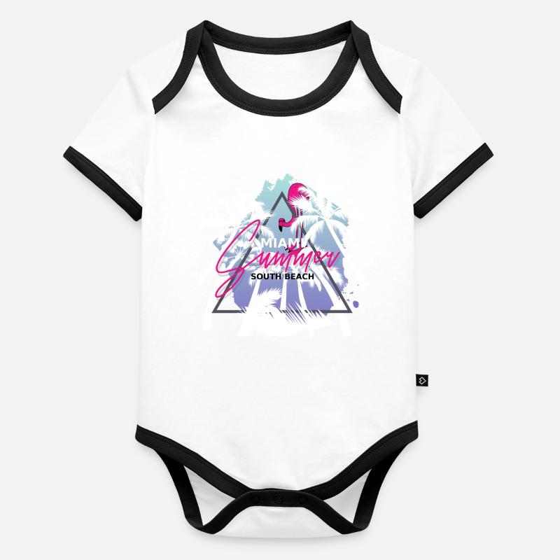 Miami Summer South Beach Mojo Design Tea Organic Baby Contrasting Bodysuit