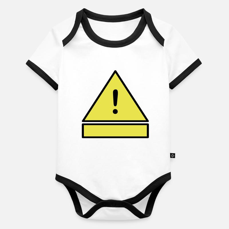 Point d'exclamation sur le triangle d'attention avec une plaque supplémentaire Body Bébé bio contrasté manches courtes