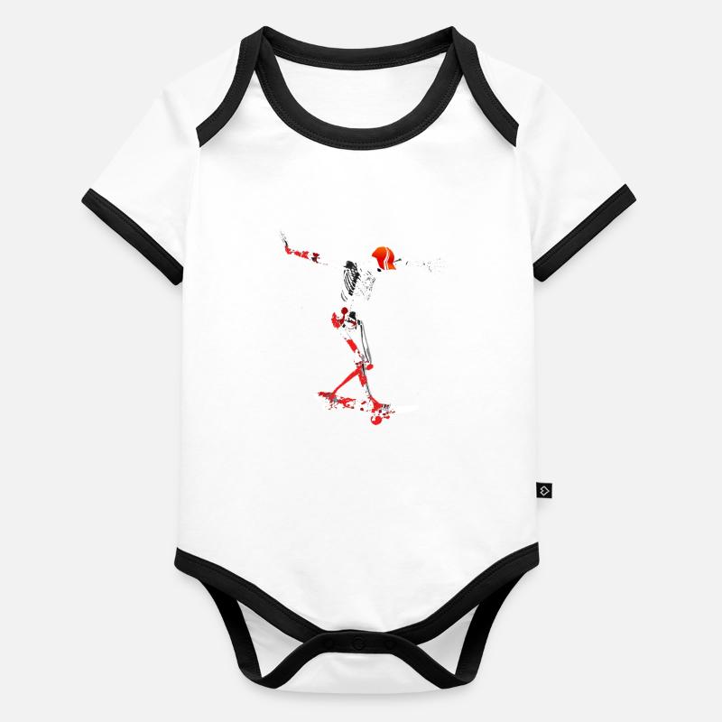 squelette skateboard Body Bébé bio contrasté manches courtes