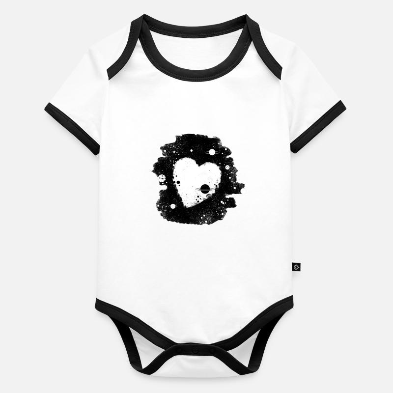 Coeur noir Body Bébé bio contrasté manches courtes