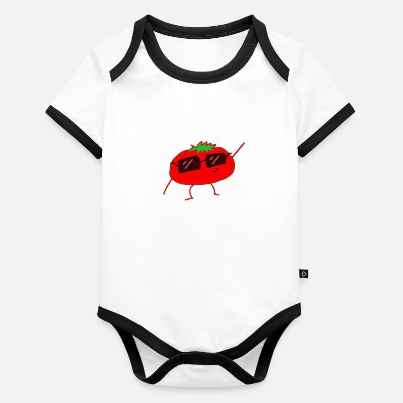 Motif tomate Body Bébé bio contrasté manches courtes