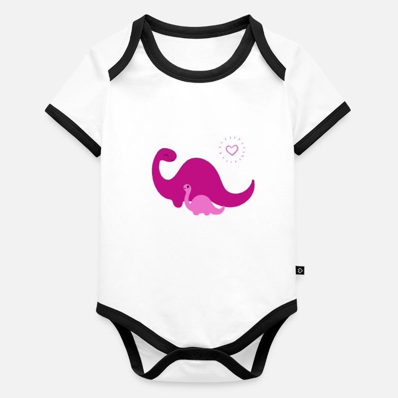 Dinofamilie pink Baby Bio-Kurzarm-Kontrastbody