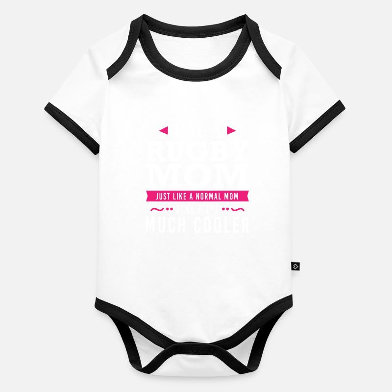 Je suis un rugby à XV comme une maman normale sauf beaucoup Body Bébé bio contrasté manches courtes