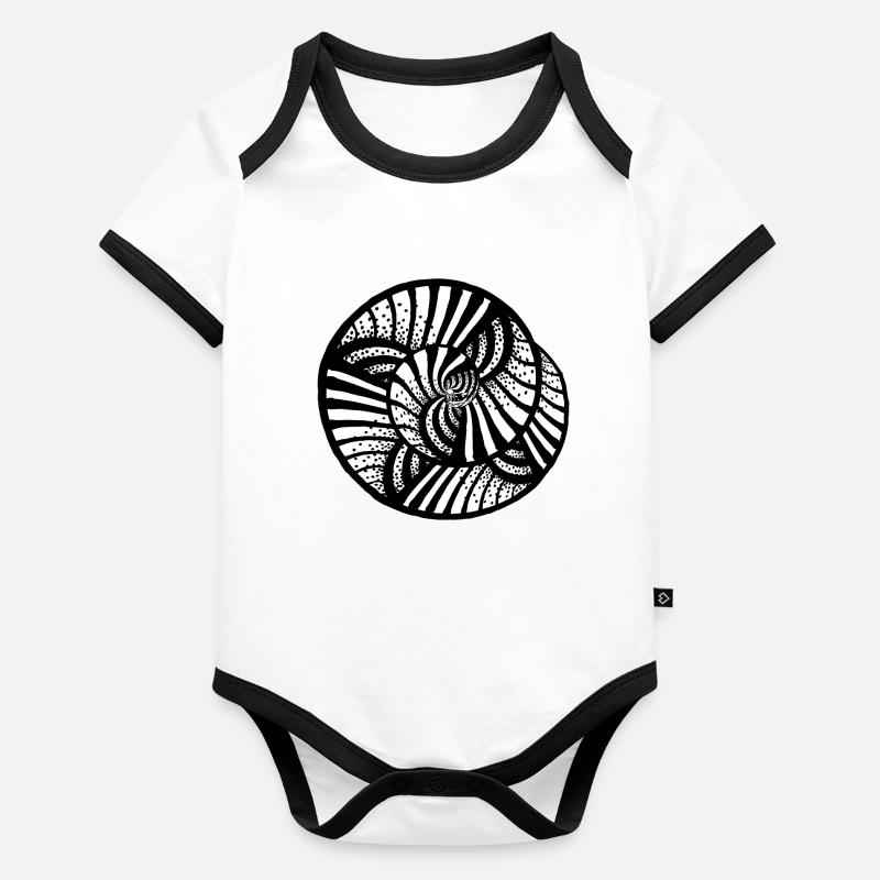 blanc et noir - abstrait, neutre, peint à la main Body Bébé bio contrasté manches courtes