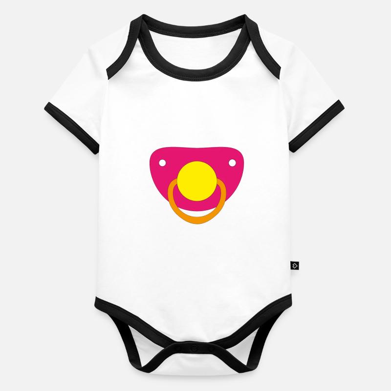 Sucette bébé rose et jaune Body Bébé bio contrasté manches courtes