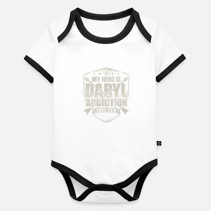 My Hero Is Daryl High Res 2 Organic Baby Contrasting Bodysuit
