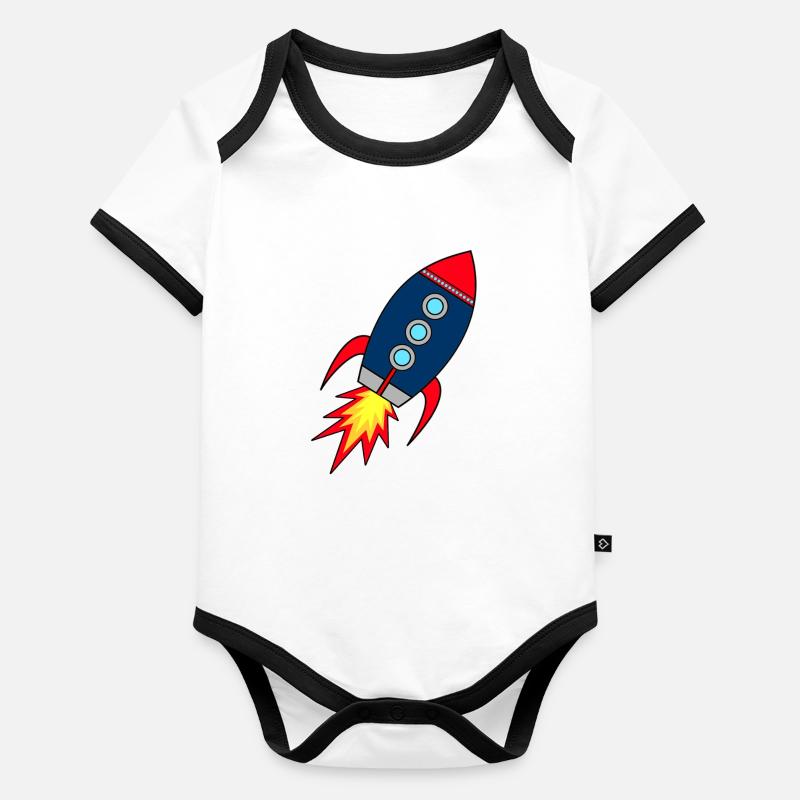 Lancement de fusée Rocket * Body Bébé bio contrasté manches courtes