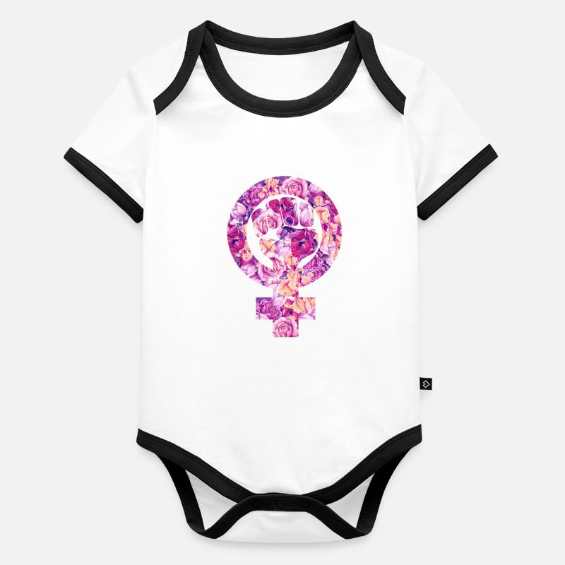 Féminisme Body Bébé bio contrasté manches courtes