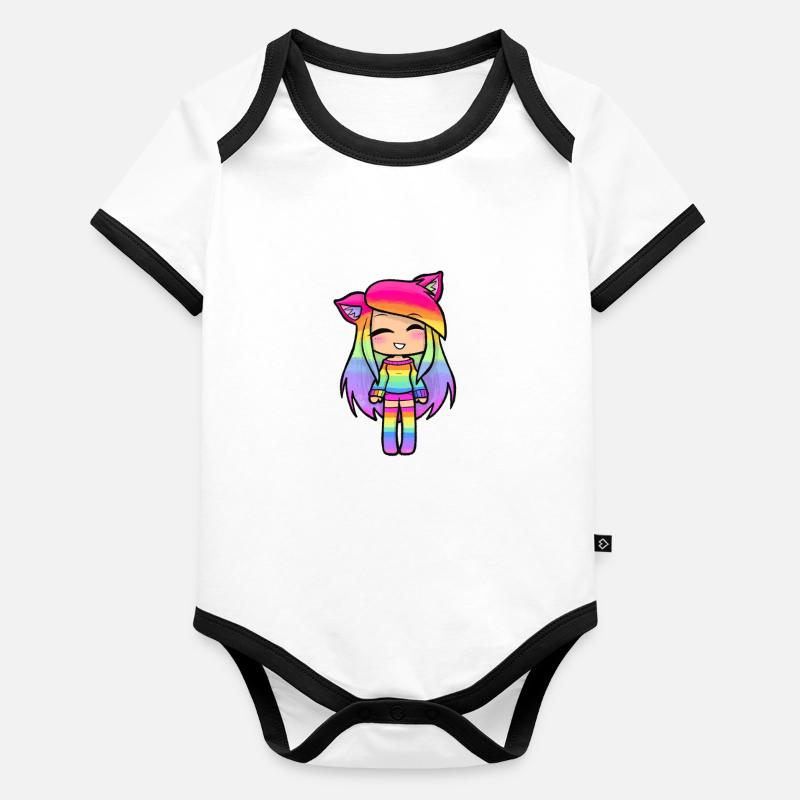 Regenbogen Gacha Mädchen Baby Bio-Kurzarm-Kontrastbody