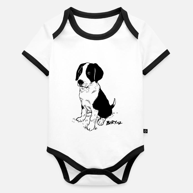 Chien chiot Buddy Body Bébé bio contrasté manches courtes
