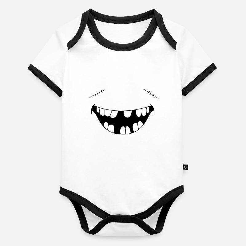 Zombie souriant Body Bébé bio contrasté manches courtes