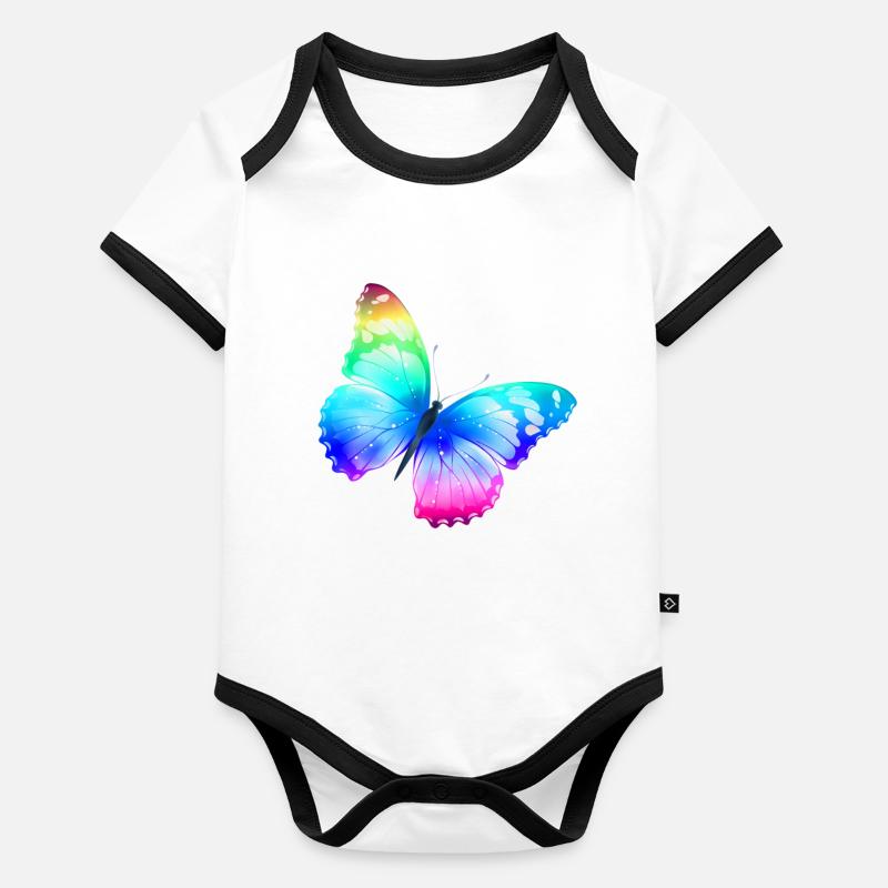 schöner Schmetterling Baby Bio-Kurzarm-Kontrastbody
