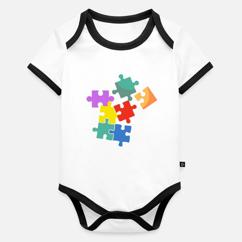 Puzzle couleur Body Bébé bio contrasté manches courtes