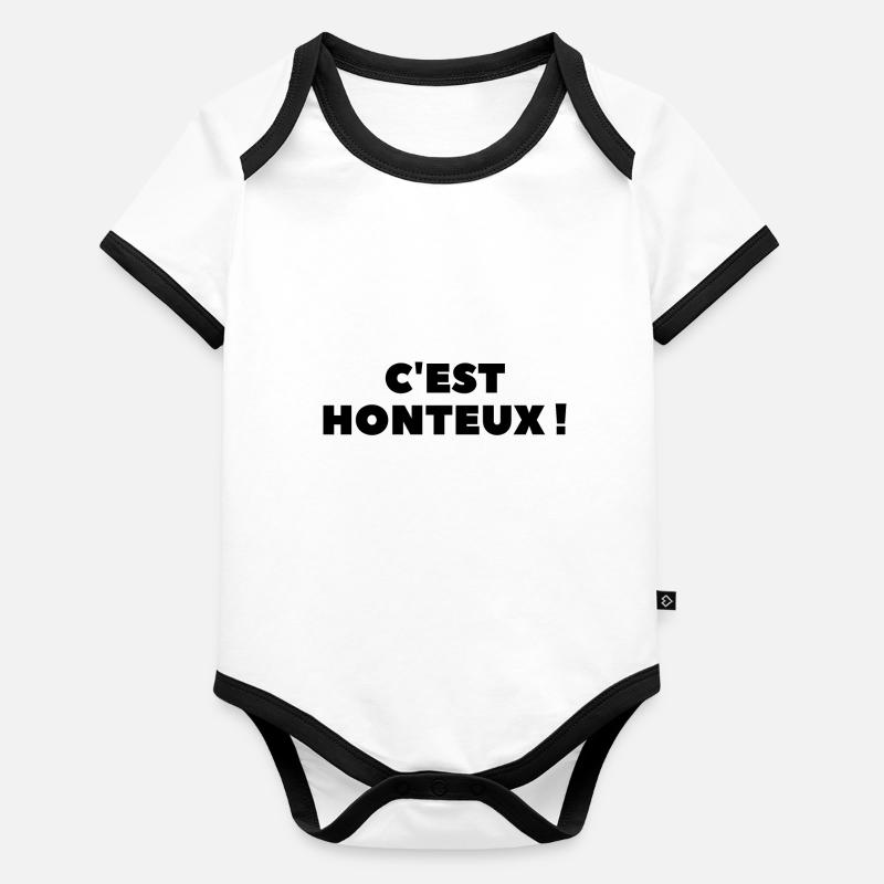 C'EST HONTEUX ! Body Bébé bio contrasté manches courtes