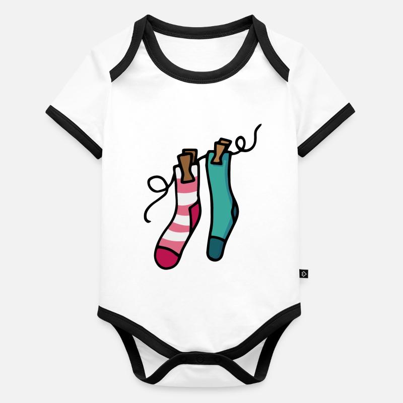 Bunte Socken Farbiges Sockenpaar Geschenkidee Baby Bio-Kurzarm-Kontrastbody