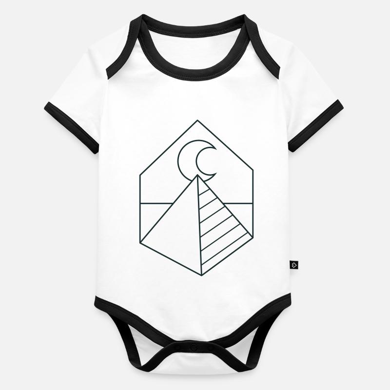 Pyramide BOHO sur la lune Body Bébé bio contrasté manches courtes