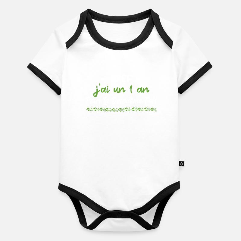 2 Ans Anniversaire - 1 ans pour la deuxième fois Body Bébé bio contrasté manches courtes