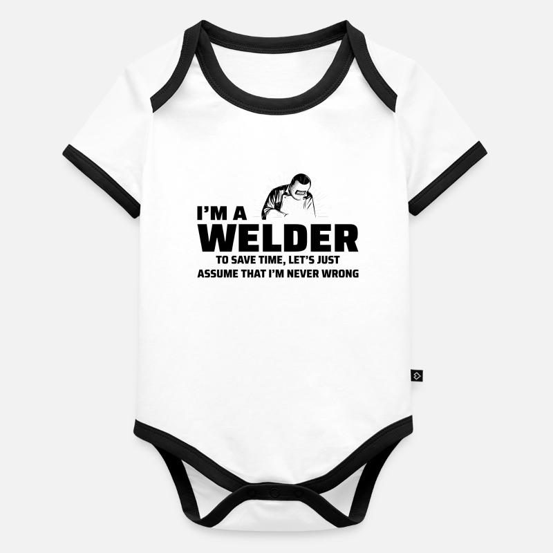 Welding Welder Metal Construction Ironworker Organic Baby Contrasting Bodysuit