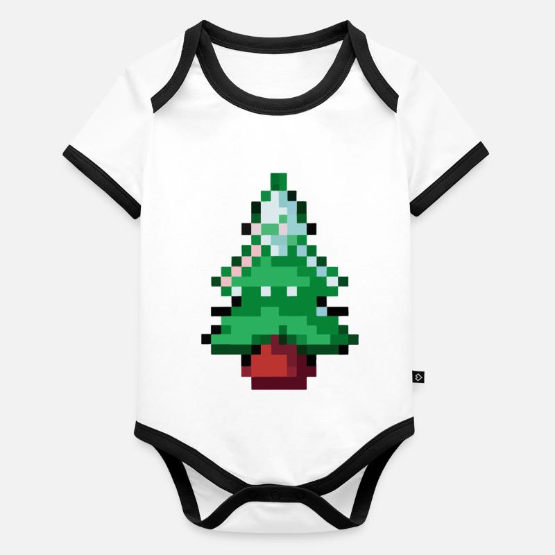 Weihnachtsbaum verpixelt Geschenkidee Weihnachten Baby Bio-Kurzarm-Kontrastbody