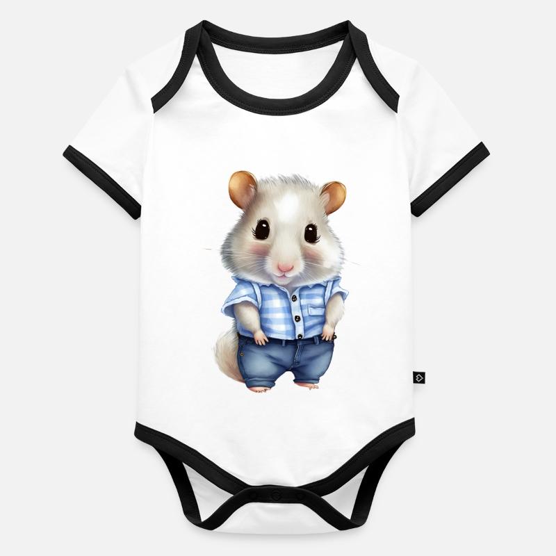 Cute hamster Organic Baby Contrasting Bodysuit