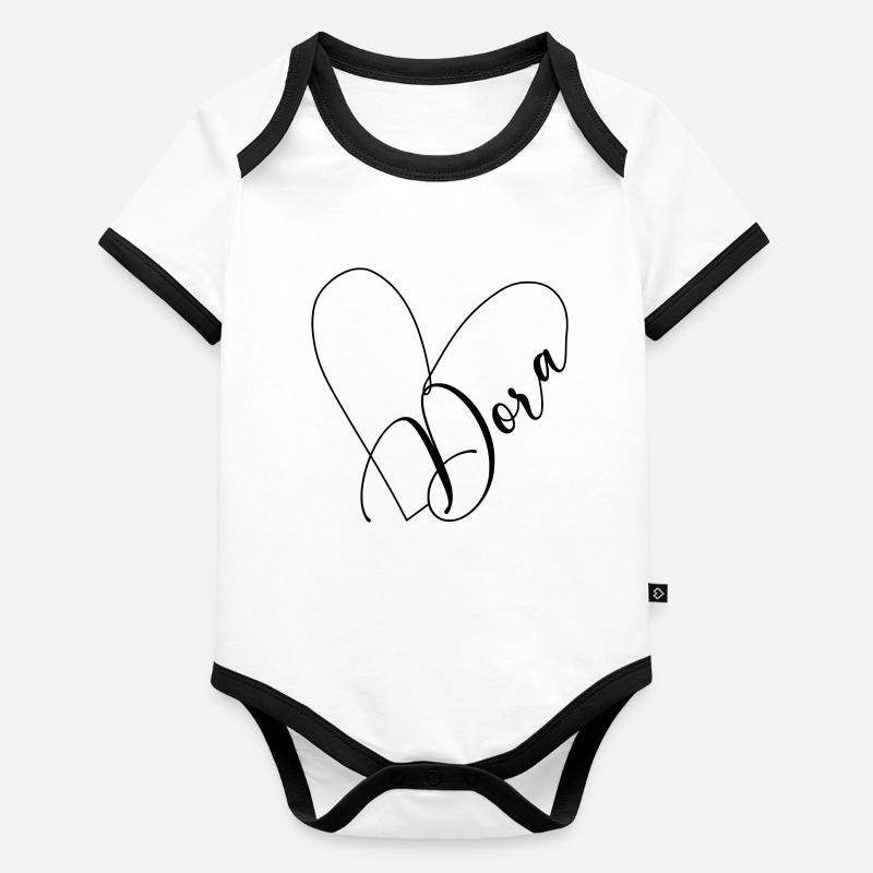 Dora Nom Ligne de coeur Body Bébé bio contrasté manches courtes